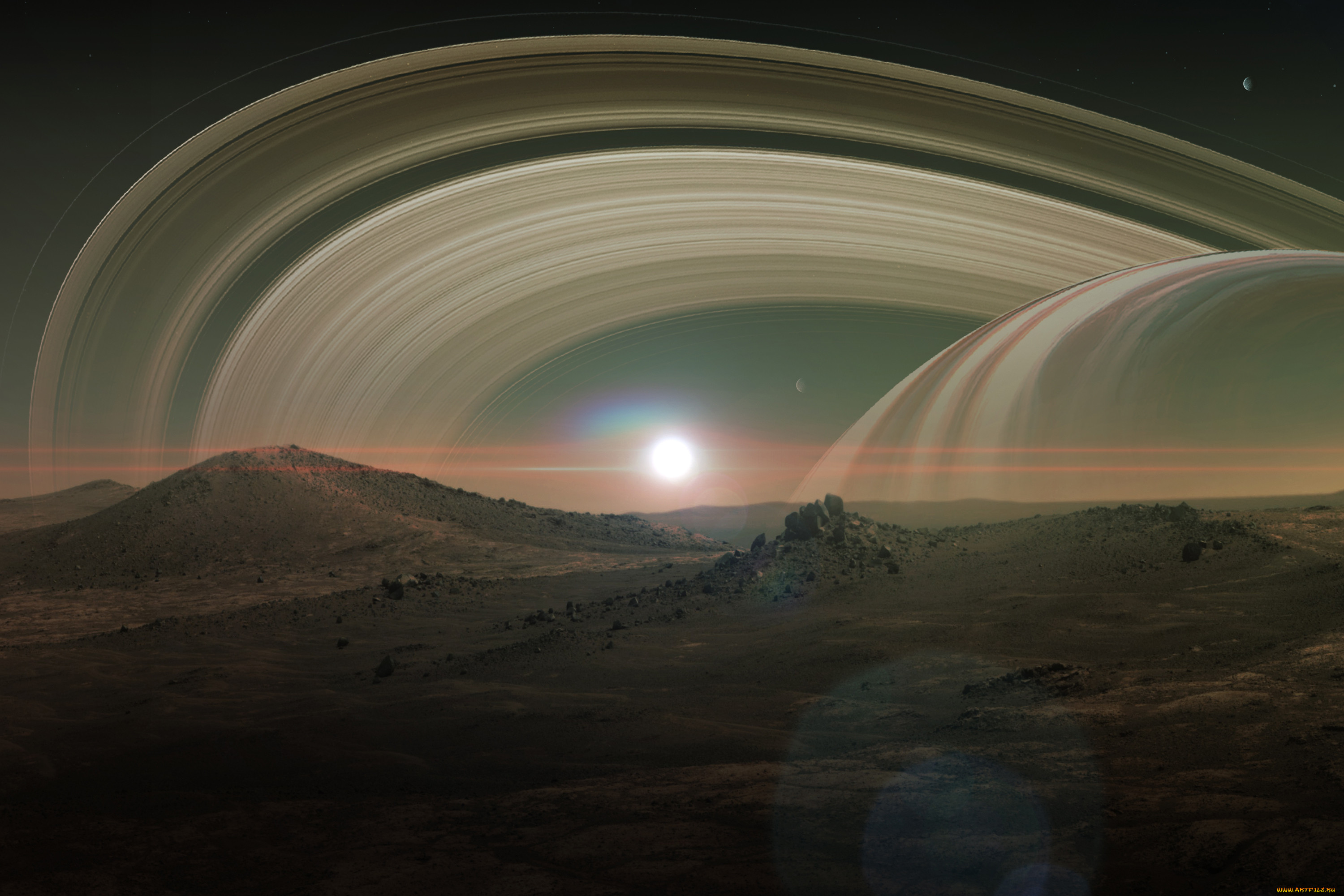 Стационарные планеты. Титан Спутник Сатурна поверхность. Титан Спутник Сатурна вид с планеты. Вид на Сатурн с титана. Атмосфера титана спутника Сатурна.